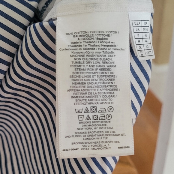 BROOKS BROTHERS Cotton Blue White Striped Peplum Top Size 10P - Picture 9 of 10